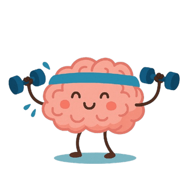 Cute brain gym character illustration