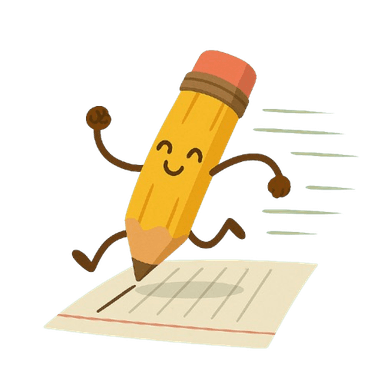 Cute pencil speed writing illustration